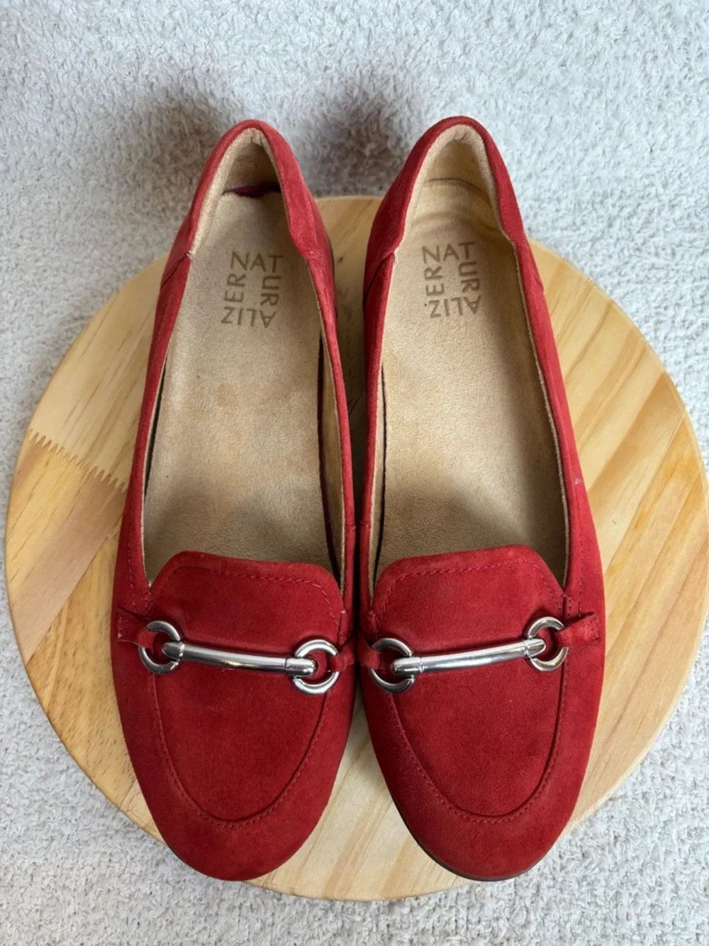 Naturalizer Shoes Womens 9M Fern Suede Slip On Horse Bit Laofer in Red Florence